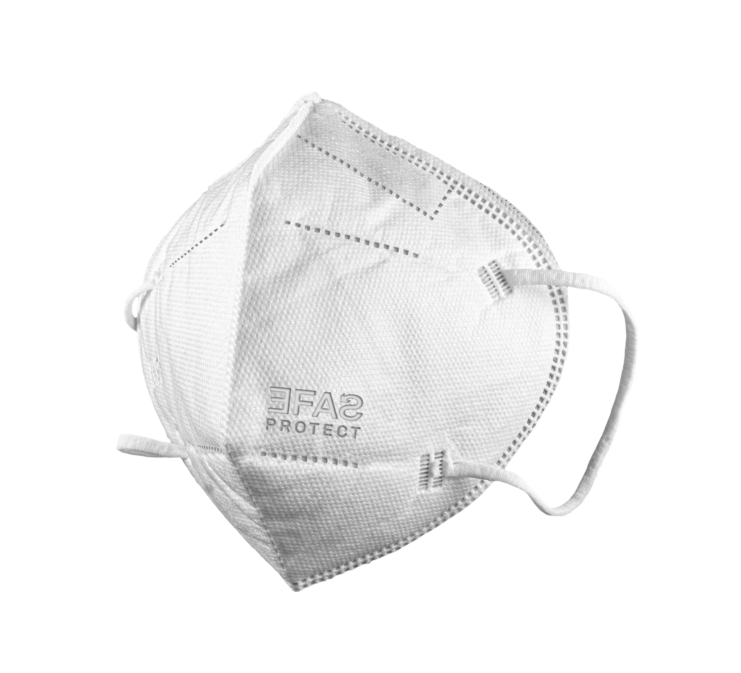 50 Masques FFP2 Certifiés CE - Filtration BFE ≥99% - Désinfection UV-C - Fabriqué En Italie - Beige, élastiques Blancs